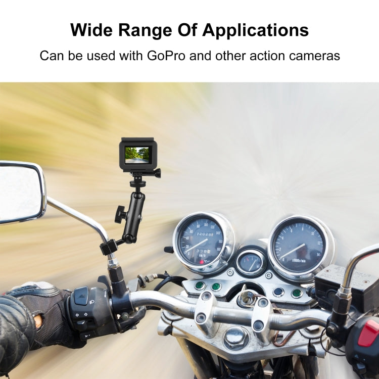 PULUZ Motorcycle Holder Rearview Mirror Fixed Mount for GoPro and Other Action Cameras (Black) - Bicycle Handlebar Mount by PULUZ | Online Shopping South Africa | PMC TechLife | Buy Now Pay Later Mobicred