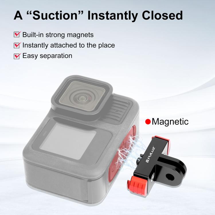For GoPro HERO13 Black  PULUZ Magnetic Quick Release Base Mount (Black Red) - free shipping - PMC TechLife - Order now!