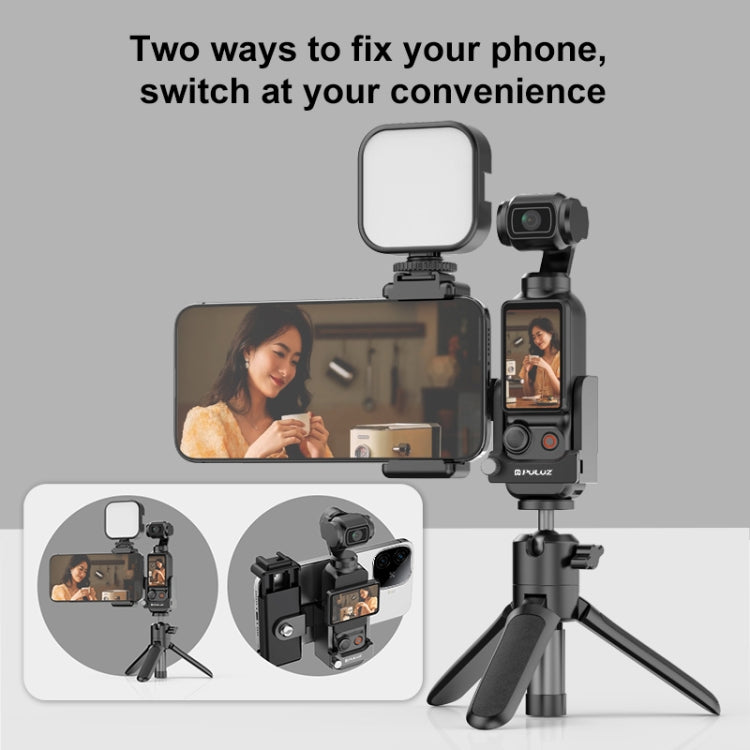 For DJI OSMO Pocket 3 PULUZ Protective Frame Expansion Phone Clamp Adapter Bracket (Black) - free shipping - PMC TechLife - Order now!