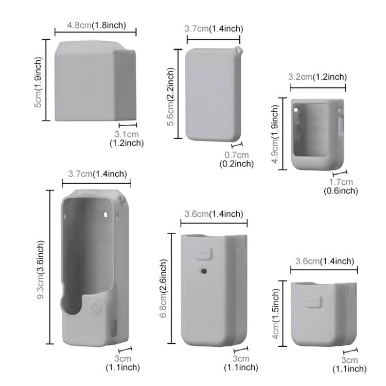 For DJI OSMO Pocket 3 PULUZ 6 in 1 Body Lens Handle Screen Mic Silicone TPU Cover (Grey) - free shipping - PMC TechLife - Order now!