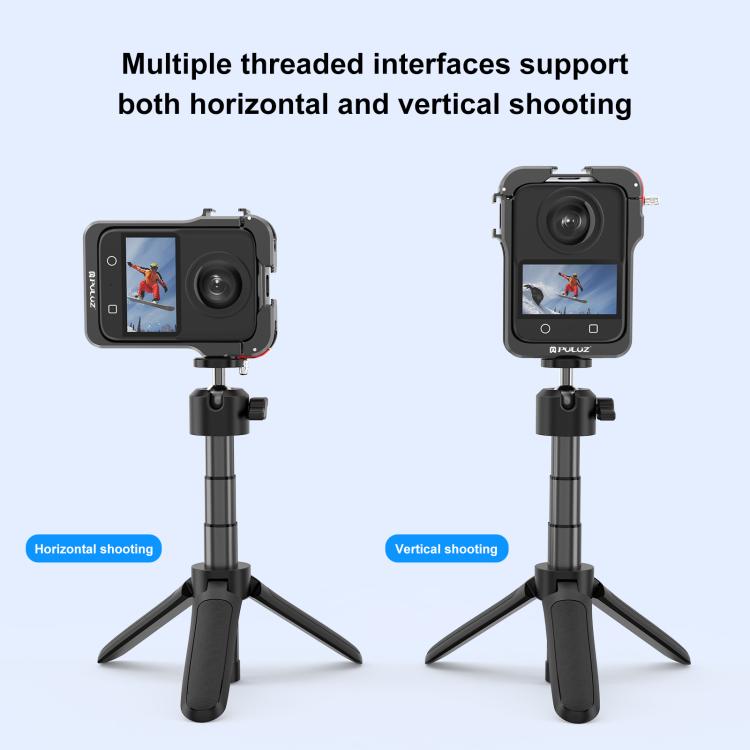 For DJI Osmo 360 PULUZ Aluminum Alloy Protective Cage Expansion Frame with Lens Cover (Black) - free shipping - PMC TechLife - Order now!