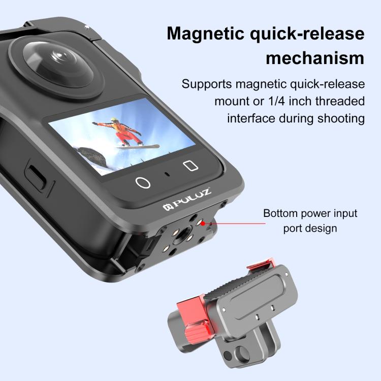 For DJI Osmo 360 PULUZ Aluminum Alloy Protective Cage Expansion Frame with Lens Cover (Black) - free shipping - PMC TechLife - Order now!