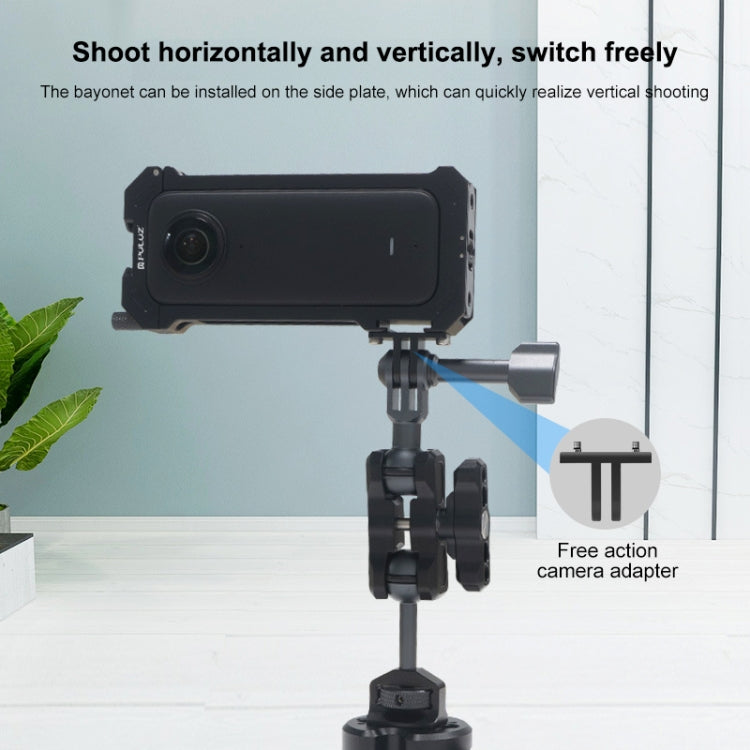 For Insta360 X3 PULUZ Metal Protective Cage Rig Housing Frame with Expand Cold Shoe Base & Tripod Adapter(Black) - free shipping - PMC TechLife - Order now!