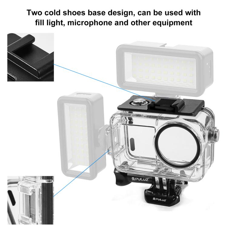 For DJI Osmo Action 5 Pro / 3 / 4 PULUZ 60m Underwater Waterproof Housing Diving Case with Cold Shoe & Buckle Basic Mount & Screw - free shipping - PMC TechLife - Order now!