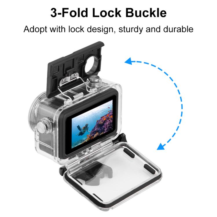 For DJI Osmo Action 5 Pro / 3 / 4 PULUZ 60m Underwater Waterproof Housing Diving Case with Cold Shoe & Buckle Basic Mount & Screw - free shipping - PMC TechLife - Order now!