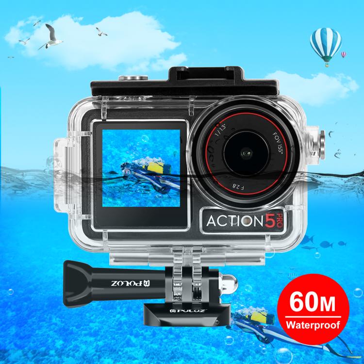 For DJI Osmo Action 5 Pro / 3 / 4 PULUZ 60m Underwater Waterproof Housing Diving Case with Cold Shoe & Buckle Basic Mount & Screw - free shipping - PMC TechLife - Order now!