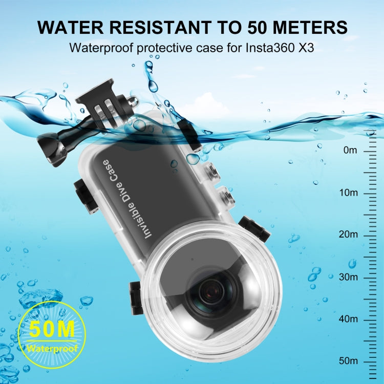 For Insta360 X3 PULUZ Invisible Dive Case 50m Waterproof Sealed Case (Transparent) - free shipping - PMC TechLife - Order now!