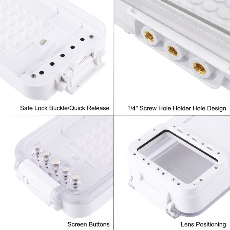 PULUZ 45m/147ft Waterproof Diving Case Photo Video Taking Underwater Housing Cover for iPhone 14 Series, iPhone 13 Series, iPhone 12 Series, iPhone 11 Series, iPhone X Series, iPhone 8 & 7, iPhone 6s, iOS 13.0 or Above Version iPhone(White) - iPhone 14 Pro Cases by PULUZ | Online Shopping South Africa | PMC TechLife | Buy Now Pay Later Mobicred