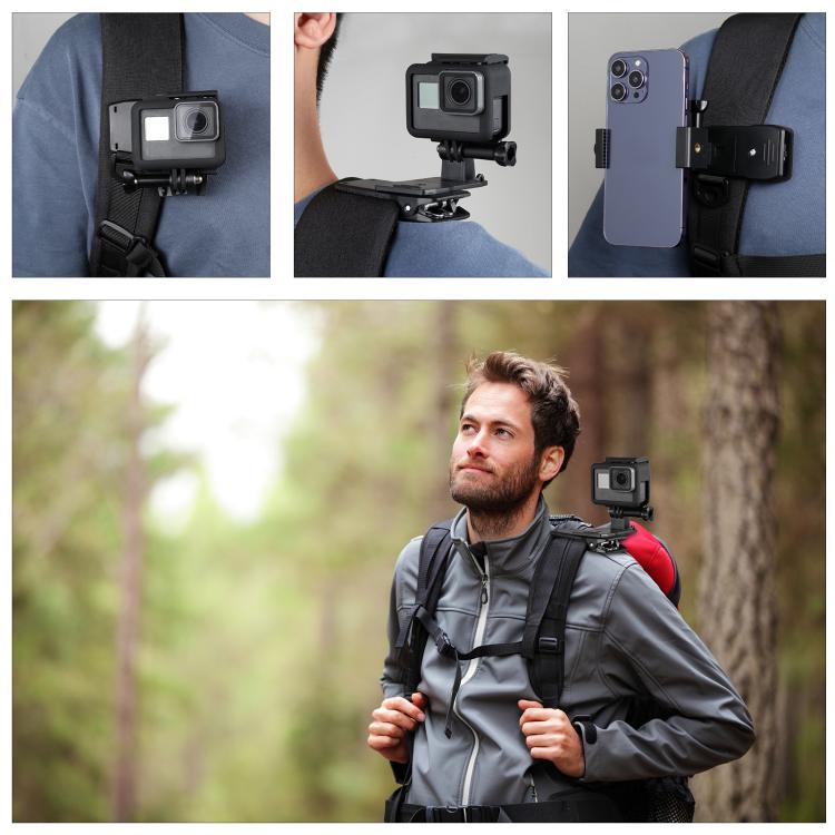 PULUZ 4 in 1 360 Degree Rotating Backpack Hat QR Clip Rec-mounts with Phone Clamp Kit - Backpack Clip by PULUZ | Online Shopping South Africa | PMC TechLife | Buy Now Pay Later Mobicred