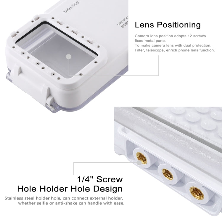 PULUZ 45m/147ft Waterproof Diving Case Photo Video Taking Underwater Housing Cover for iPhone 16 / 16 Pro / 15 / 15 Pro, Galaxy, Huawei, Xiaomi, Google Android OTG Smartphones with Type-C Port(White) - free shipping - PMC TechLife - Order now!