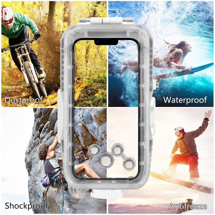 PULUZ 40m/130ft Waterproof Diving Case for iPhone 16 / 15 / 15 Pro / 14 / 14 Pro / 13 / 13 Pro / 12 / 12 Pro, with One-way Valve Photo Video Taking Underwater Housing Cover(White) - free shipping - PMC TechLife - Order now!