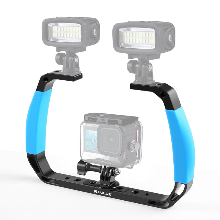 PULUZ Dual Silicone Handles Aluminium Alloy Underwater Diving Rig for GoPro, DJI OSMO Action, Insta360 and Other Action Cameras (Blue) - free shipping - PMC TechLife - Order now!