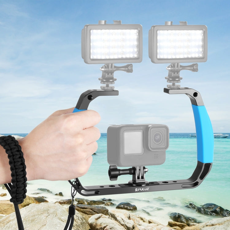 PULUZ Dual Silicone Handles Aluminium Alloy Underwater Diving Rig for GoPro, DJI OSMO Action, Insta360 and Other Action Cameras (Blue) - free shipping - PMC TechLife - Order now!