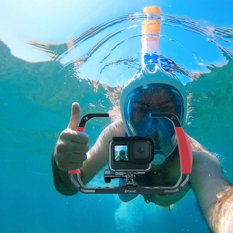 PULUZ Dual Silicone Handles Aluminium Alloy Underwater Diving Rig for GoPro, DJI OSMO Action, Insta360 and Other Action Cameras (Red) - free shipping - PMC TechLife - Order now!