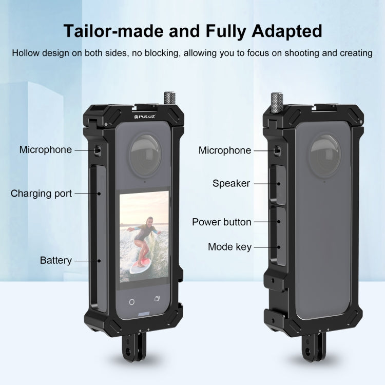 For Insta360 X4 PULUZ Metal Protective Cage Rig Housing Frame with Expand Cold Shoe Base & Tripod Adapter (Black) - Mount & Holder by PULUZ | Online Shopping South Africa | PMC TechLife | Buy Now Pay Later Mobicred