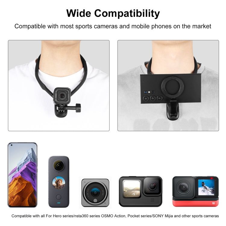 PULUZ Magnetic Collar Bracket POV View Mount with Phone Clamp for GoPro Action Cameras / Phones (Black) - free shipping - PMC TechLife - Order now!