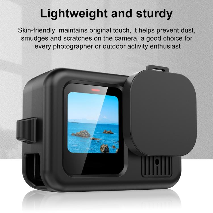 For GoPro HERO13 Black PULUZ Silicone Protective Case Cover with Wrist Strap & Lens Cover (Black) - free shipping - PMC TechLife - Order now!