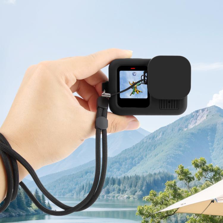For GoPro HERO13 Black PULUZ Silicone Protective Case Cover with Wrist Strap & Lens Cover (Black) - free shipping - PMC TechLife - Order now!