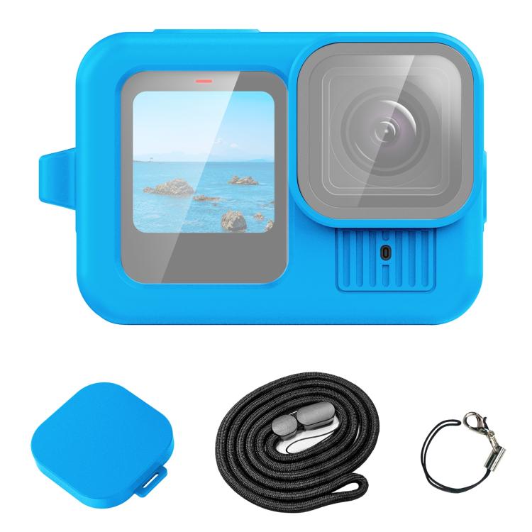 For GoPro HERO13 Black PULUZ Silicone Protective Case Cover with Wrist Strap & Lens Cover (Blue) - free shipping - PMC TechLife - Order now!
