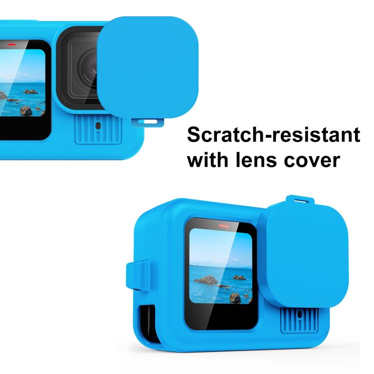 For GoPro HERO13 Black PULUZ Silicone Protective Case Cover with Wrist Strap & Lens Cover (Blue) - free shipping - PMC TechLife - Order now!