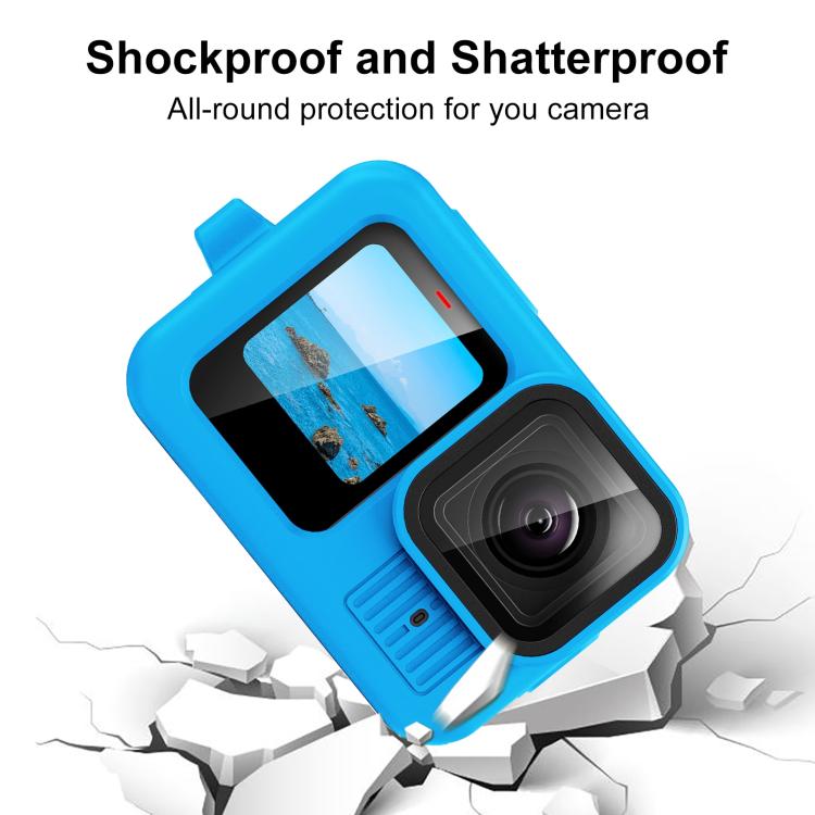 For GoPro HERO13 Black PULUZ Silicone Protective Case Cover with Wrist Strap & Lens Cover (Blue) - free shipping - PMC TechLife - Order now!