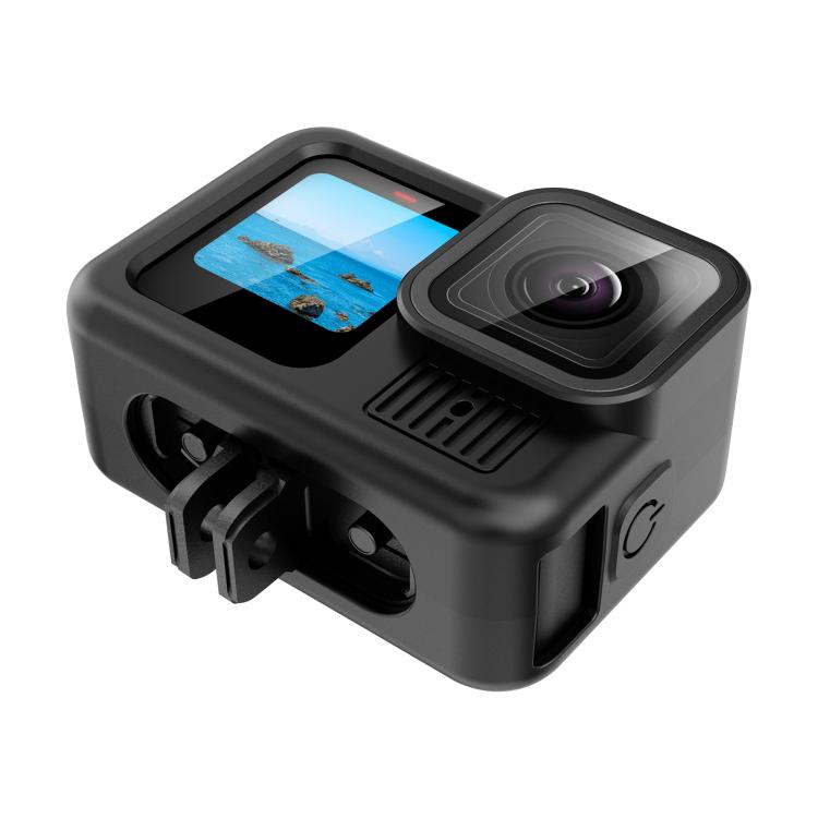 For GoPro HERO13 Black PULUZ Silicone Protective Case Side Interface Cover with Wrist Strap & Lens Cover (Black) - Silicone Cases by PULUZ | Online Shopping South Africa | PMc TechLife | Buy Now Pay Later Mobicred