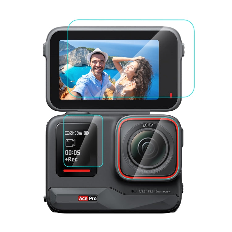 For Insta360 Ace Pro PULUZ 3 in 1 Rear & Front  Screen + Lens Tempered Glass Film (Transparent) - Protective Film & Stickers by PULUZ | Online Shopping South Africa | PMC TechLife | Buy Now Pay Later Mobicred