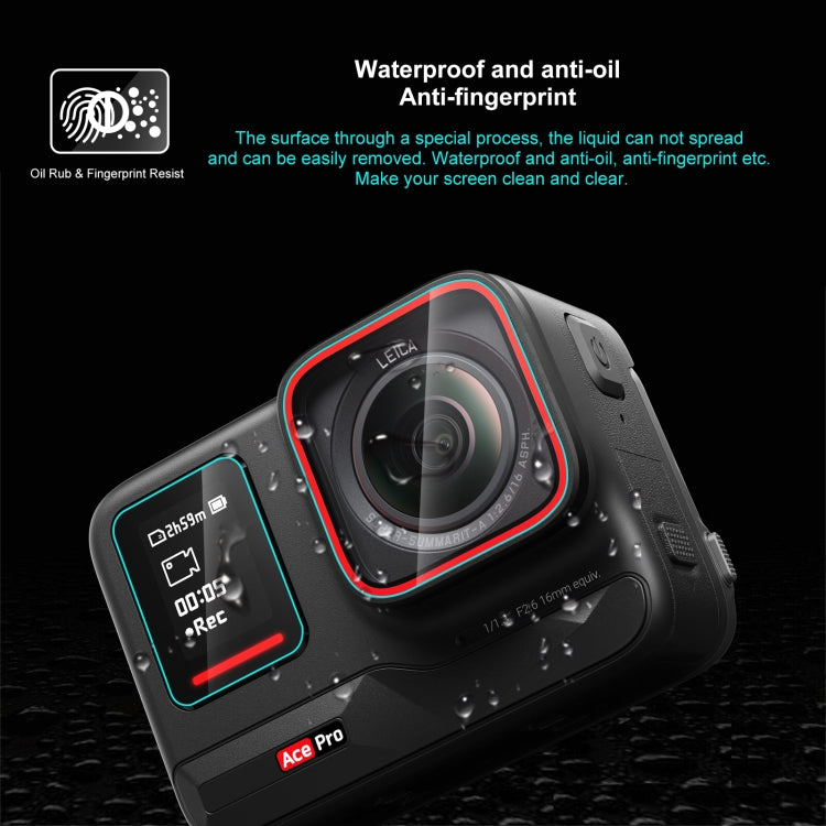 For Insta360 Ace Pro PULUZ 3 in 1 Rear & Front  Screen + Lens Tempered Glass Film (Transparent) - Protective Film & Stickers by PULUZ | Online Shopping South Africa | PMC TechLife | Buy Now Pay Later Mobicred