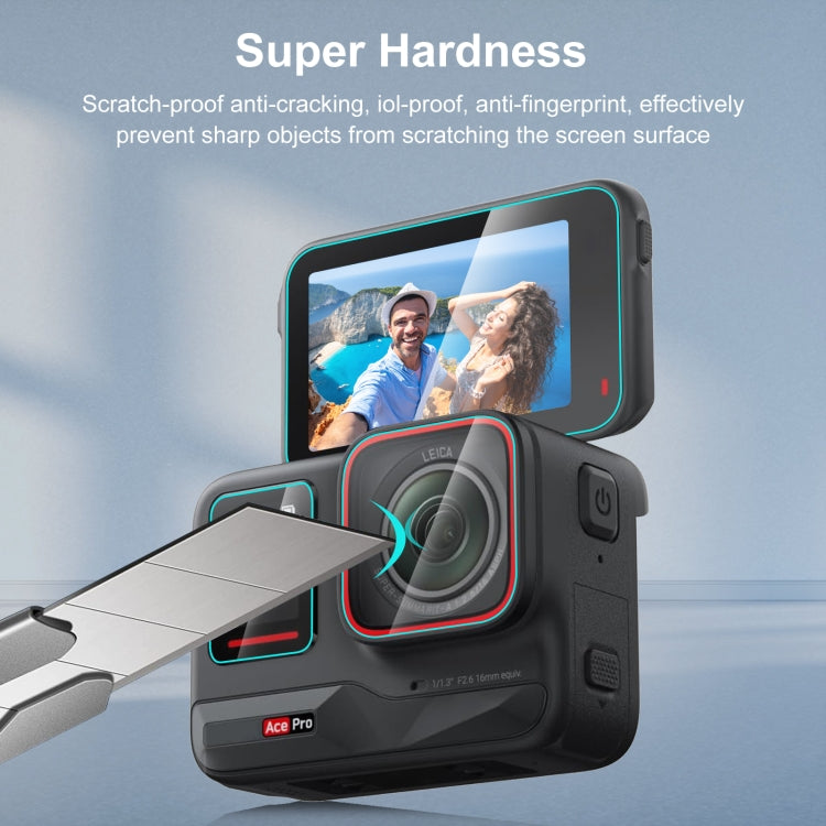 For Insta360 Ace Pro PULUZ 3 in 1 Rear & Front  Screen + Lens Tempered Glass Film (Transparent) - Protective Film & Stickers by PULUZ | Online Shopping South Africa | PMC TechLife | Buy Now Pay Later Mobicred