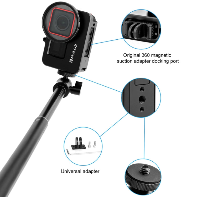 For Insta360 Ace Pro / Ace PULUZ Metal Cage Adapter Frame with 52mm UV Filter & Adapter Ring (Black) - free shipping - PMC TechLife - Order now!