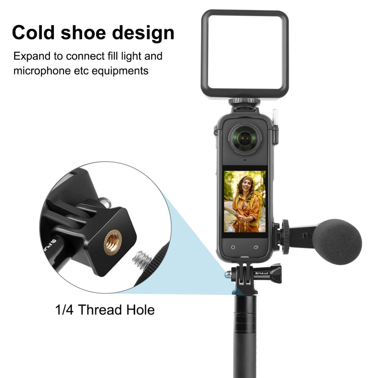 For Insta360 X4 PULUZ Cold Shoe PC Plastic Protective Frame with Adapter Mount & Screw (Black) - Mount & Holder by PULUZ | Online Shopping South Africa | PMC TechLife | Buy Now Pay Later Mobicred
