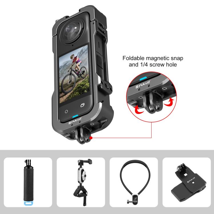 For Insta360 X4 PULUZ Metal Protective Cage Rig Housing Frame with Lens Cover (Black) - free shipping - PMC TechLife - Order now!