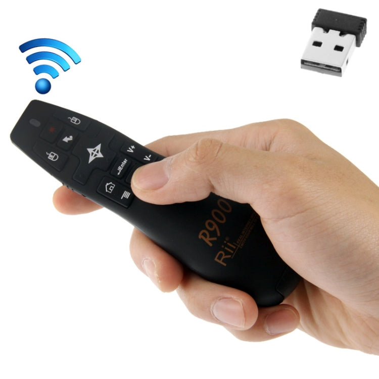 2.4G Wireless Presenter Laser Pointer Fly Mouse Rii Professional Air Mouse R900 for HTPC / Android TV BOX / PS3 / XBOX360 / Tablet PC (K14 R900)(Black) - MINI PC Accessories & Gadgets by PMC Jewellery | Online Shopping South Africa | PMC Jewellery | Buy Now Pay Later Mobicred