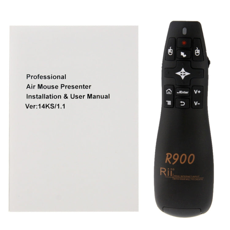 2.4G Wireless Presenter Laser Pointer Fly Mouse Rii Professional Air Mouse R900 for HTPC / Android TV BOX / PS3 / XBOX360 / Tablet PC (K14 R900)(Black) - MINI PC Accessories & Gadgets by PMC Jewellery | Online Shopping South Africa | PMC Jewellery | Buy Now Pay Later Mobicred