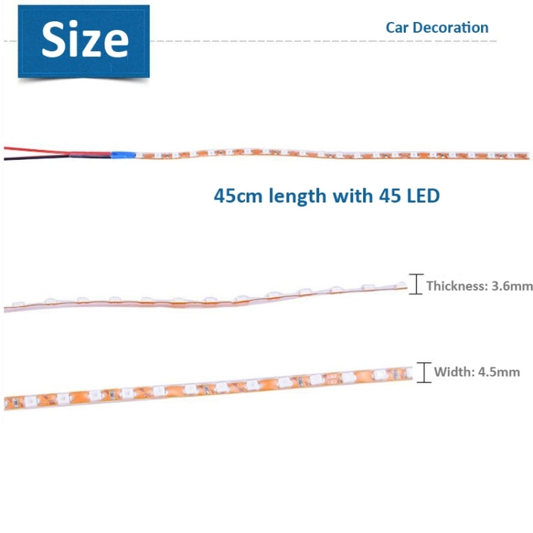 5 PCS Normally-on Style 45 LED 3528 SMD Waterproof Flexible Car Strip Light for Car Decoration, DC 12V, Length: 45cm - Decorative Lights by PMC TechLife | Online Shopping South Africa | PMC TechLife | Buy Now Pay Later Mobicred