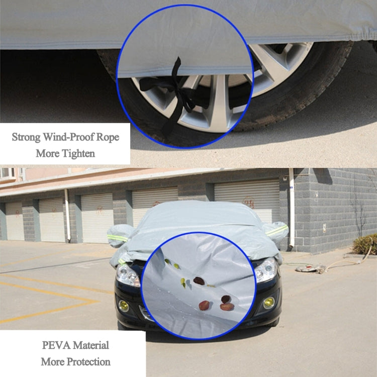 PEVA Anti-Dust Waterproof Sunproof Sedan Car Cover with Warning Strips, Fits Cars up to 4.7m(183 inch) in Length - PE Material by PMC TechLife | Online Shopping South Africa | PMC TechLife | Buy Now Pay Later Mobicred