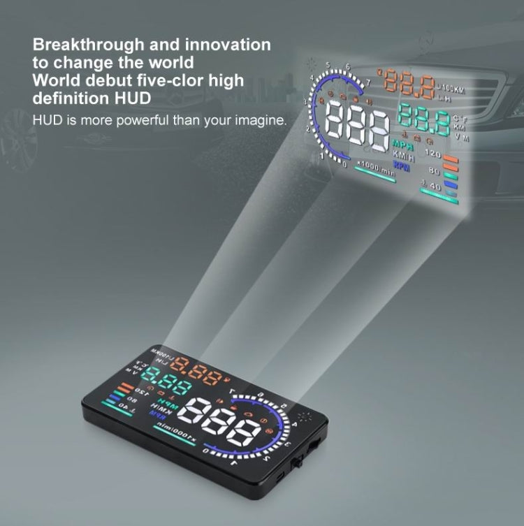 A8 5.5 inch Car OBDII HUD Warning System Vehicle-mounted Head Up Display Projector with LED, Support Fuel Consumption & Over Speed Alarm & Water Temperature & Fault Diagnosis - Head Up Display System by PMC TechLife | Online Shopping South Africa | PMC TechLife | Buy Now Pay Later Mobicred