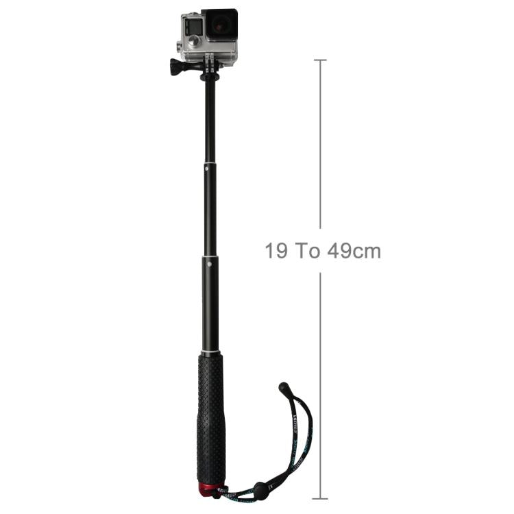Handheld 49cm Extendable Pole Monopod with Screw for GoPro, Insta360, DJI and Other Action Cameras(Red) - Extendable Pole by PMC TechLife | Online Shopping South Africa | PMC TechLife | Buy Now Pay Later Mobicred