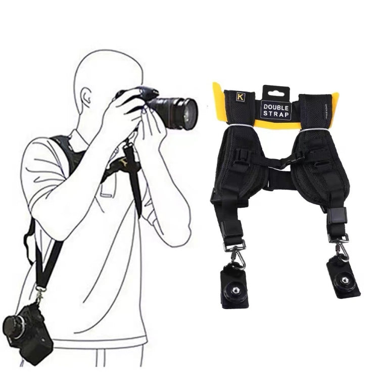 Safe & Fast Quick Double Shoulder Belt Strap for 2 Cameras DSLR (QS-B 1/4(Black) - free shipping - PMC TechLife - Order now!