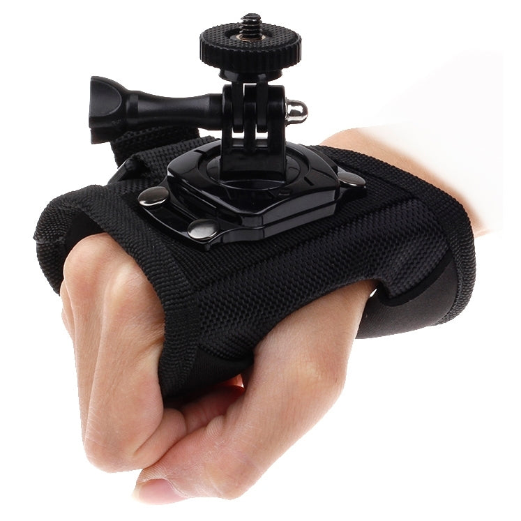 360 Degree Rotation Glove Style Strap Mount Wrist Strap Palm Holder with Screw and Adapter for Xiaomi Yi Sport Camera / GoPro Hero4 / 3+ / 3 / 2 / 1, Size: 45cm x 11cm - Wrist Strap by PMC TechLife | Online Shopping South Africa | PMC TechLife | Buy Now Pay Later Mobicred