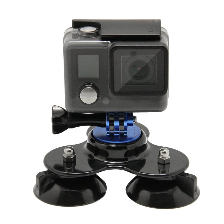 Triangle Direction Suction Cup Mount with Tripod Mount + Handle Screw for GoPro, Insta360, DJI and Other Action Cameras(Dark Blue) - Holder by PMC TechLife | Online Shopping South Africa | PMC TechLife | Buy Now Pay Later Mobicred
