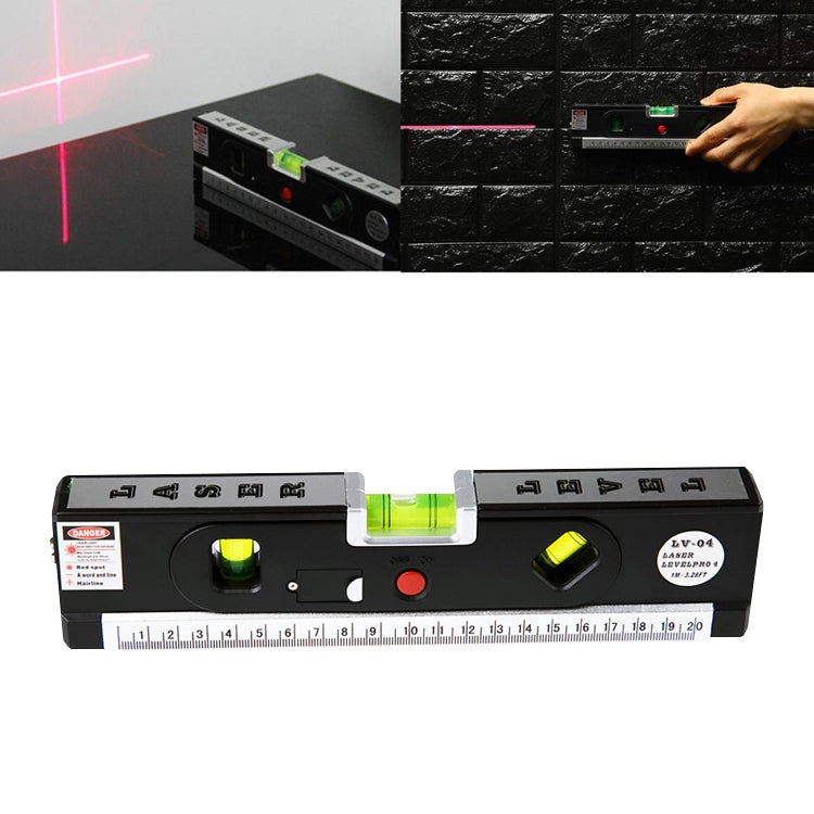 Laser Level with Tape Measure Pro 4 (100cm) / Level Bubbles with LED Light, LV-04(Black) - Laser Rangefinder by PMC TechLife | Online Shopping South Africa | PMC TechLife