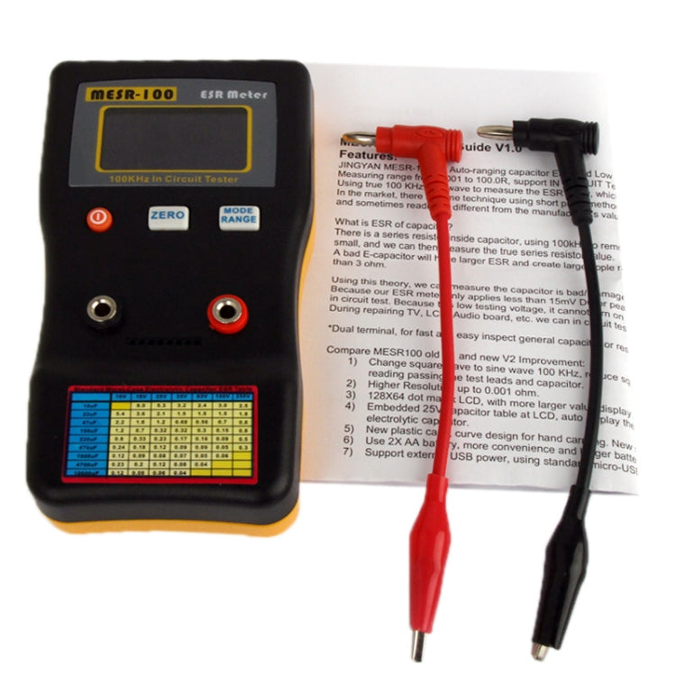 MESR-100 AutoRanging In Circuit ESR Capacitor /Low Ohm Meter Up to 0.01 to 100R(Orange) - free shipping - PMC TechLife - Order now!