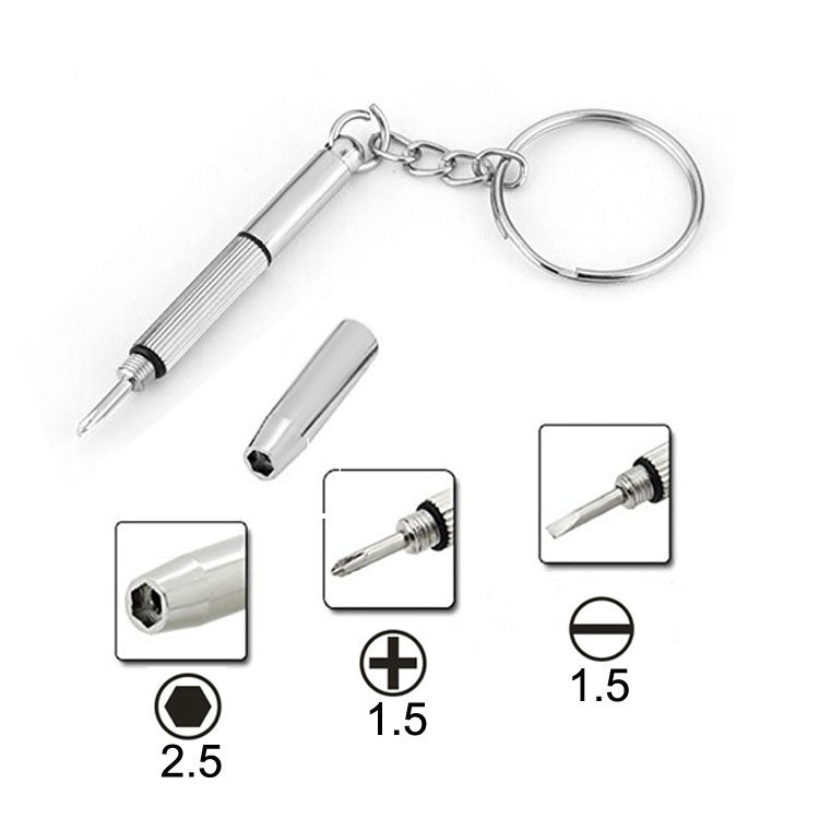 3 in 1 Professional Screwdriver (Cross 1.5, Straight 1.5,Star Nut M2.5) Repair Tool with Keychain for Smart Phone, Watches,Glasses(Silver) - free shipping - PMC TechLife - Order now!