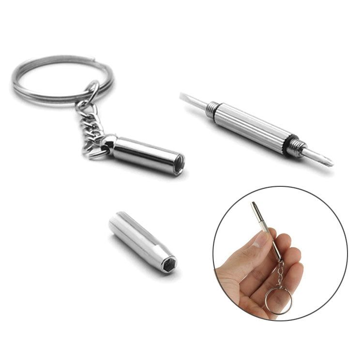 3 in 1 Professional Screwdriver (Cross 1.5, Straight 1.5,Star Nut M2.5) Repair Tool with Keychain for Smart Phone, Watches,Glasses(Silver) - free shipping - PMC TechLife - Order now!