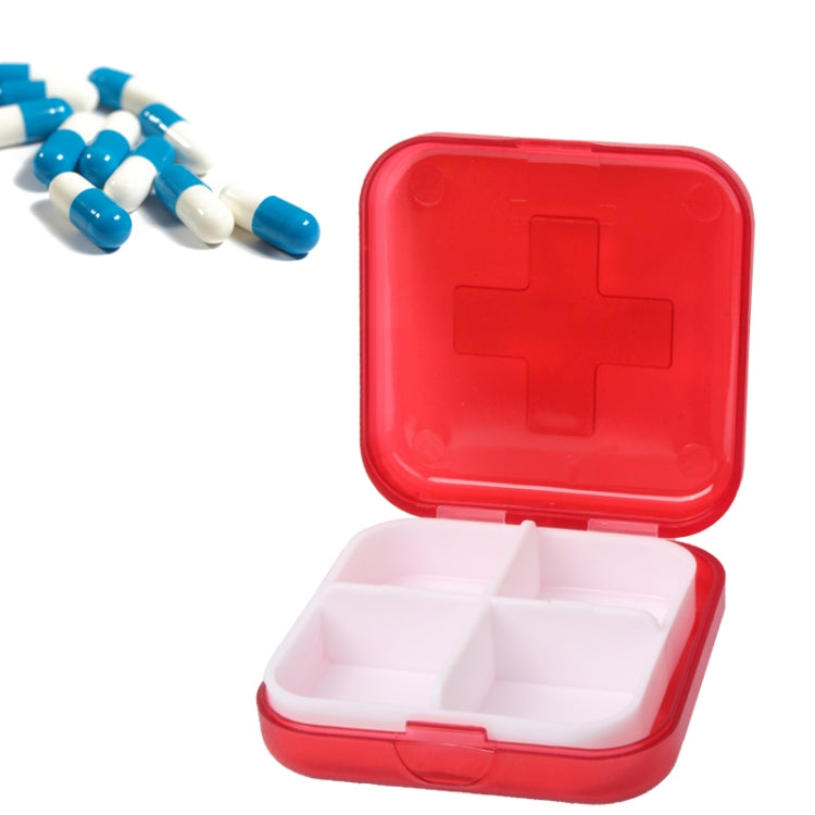 10 PCS 4 Compartments Portable Plastic Cross Pills Medicine Storage Box(Red) - free shipping - PMC TechLife - Order now!