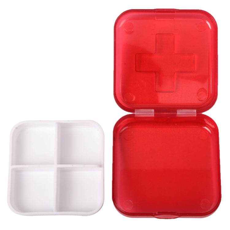 10 PCS 4 Compartments Portable Plastic Cross Pills Medicine Storage Box(Red) - free shipping - PMC TechLife - Order now!