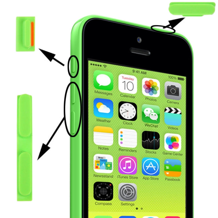 3 in 1 Mute Button + Power Button + Volume Button for iPhone 5C(Green) - free shipping - PMc TechLife - Order now!