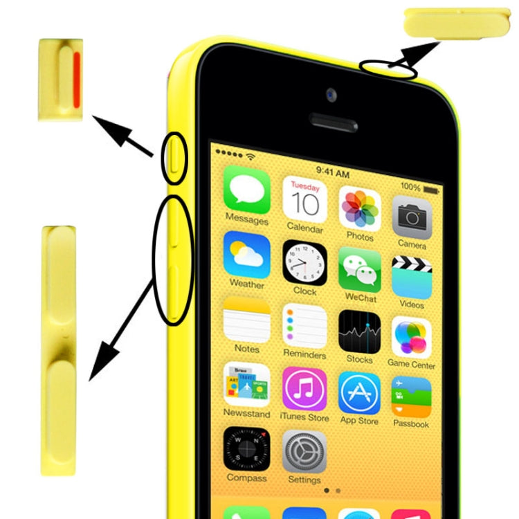 3 in 1 Mute Button + Power Button + Volume Button for iPhone 5C(Yellow) - free shipping - PMc TechLife - Order now!