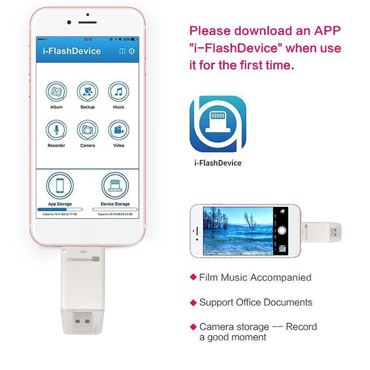 32GB i-Flash Driver HD U Disk USB Drive Memory Stick for iPhone / iPad / iPod touch(White) - free shipping - PMC Jewellery - Order now!